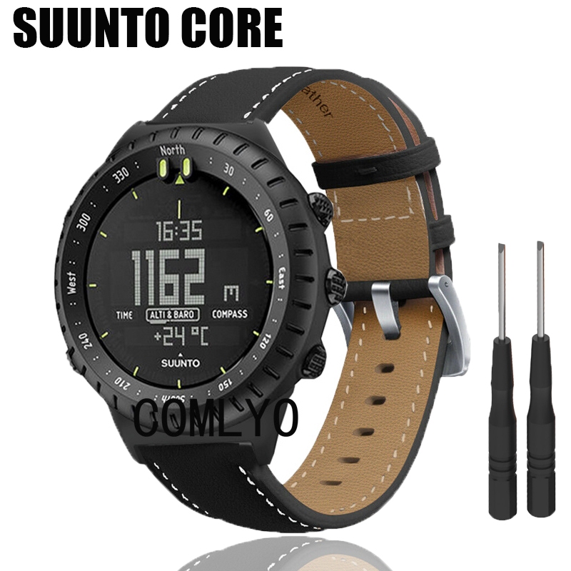 สําหรับ Suunto Core สายคล้องคอสมาร์ทวอท์ชผู้หญิงผู้ชายสายรัดข้อมือหนังแท้นาฬิกา TOP คุณภาพเข็มขัด