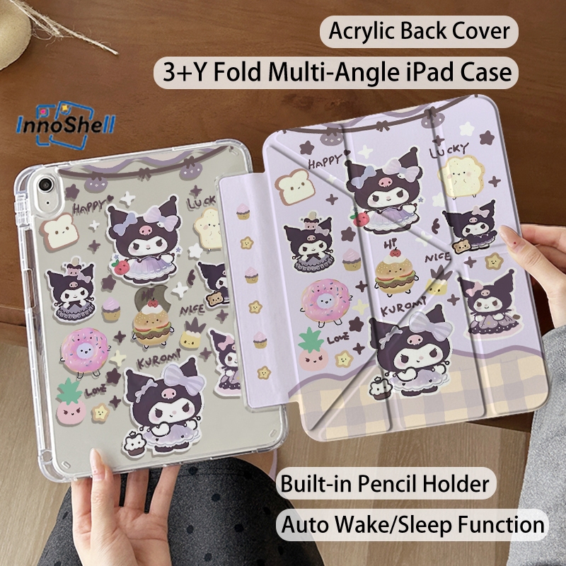 🎀พร้อมส่ง🎀 เคสiPad สำหรับ gen10/9 gen11 A16 Air6 Air7 Air5 pro11 มีถาดใส่ปากกา หลังใส Sanrio Kuromi