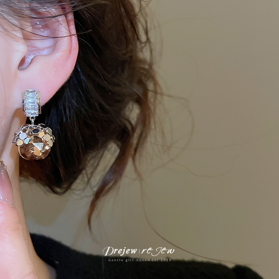 DREJEW รอบ Zirconia Drop ต่างหูผู้หญิง Silver Tone Sparkly Design แฟชั่นทุกวันอินเทรนด์เครื่องประดับอุปกรณ์เสริม - รูปที่ 2