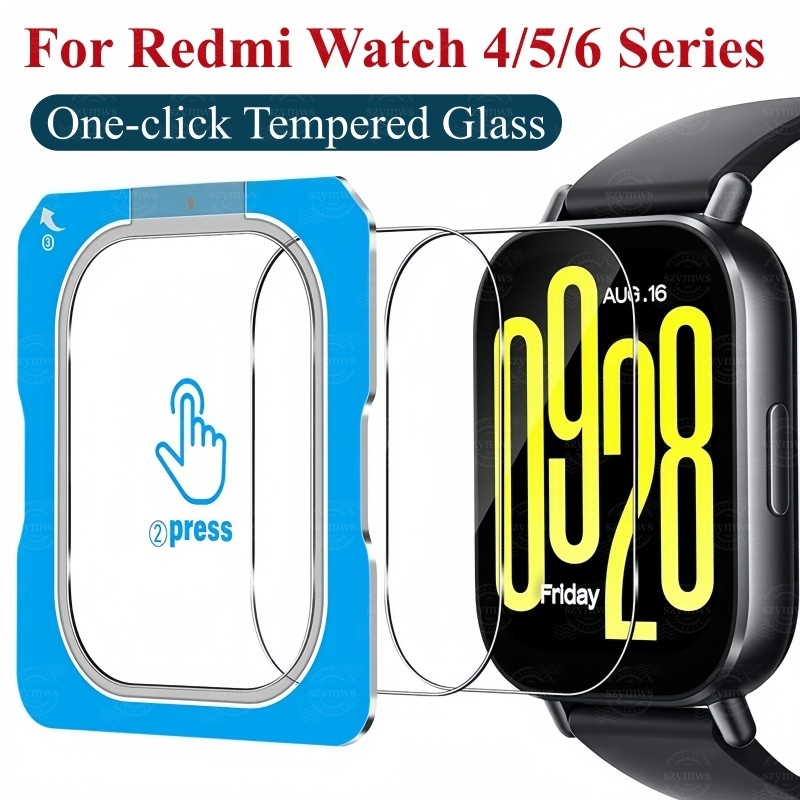 3 ชิ้นกระจกนิรภัยป้องกันหน้าจอสําหรับ Redmi Watch 6 5 Active/Lite Redmi Watch 4 ติดตั้งง่ายคลุมทั้งหมดฟิล์มแก้ว