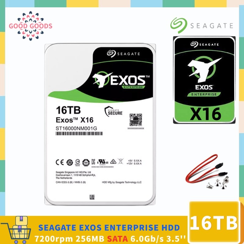 SEAGATE EXOS X16 16TB ST16000NM001G 3.5 HDD 7200rpm 256MB SATA 6Gb/s Enterprise ฮาร์ดไดรฟ์ภายในสําหร