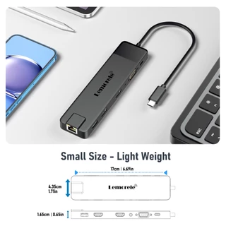 Lemorele TC100 USB C HUB 13-in-1 Multifunctional Docking Station Adapter Supports USB Network Port