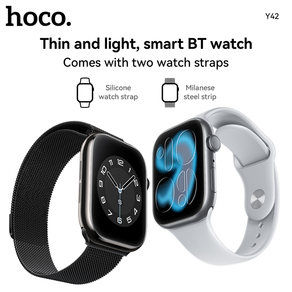 [สายนาฬิกาคู่] Hoco Y42 สมาร์ทวอทช์บลูทูธ 5.3 รุ่นโทร Unisex กีฬาฟิตเนส Tracker Ip67 สมาร์ทวอทช์กันน้ําหน้าจอ Hd ขนาดใหญ่สําหรับการตรวจสอบอัตราการเต้นของหัวใจการนอนหลับ