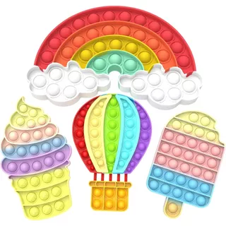กดและของเล่น Pop it Fidget Toy Push Bubble Sensory Rainbow Pop it Toy ของเล่นเด็กความเครียดของเล่นเพื่อการศึกษา