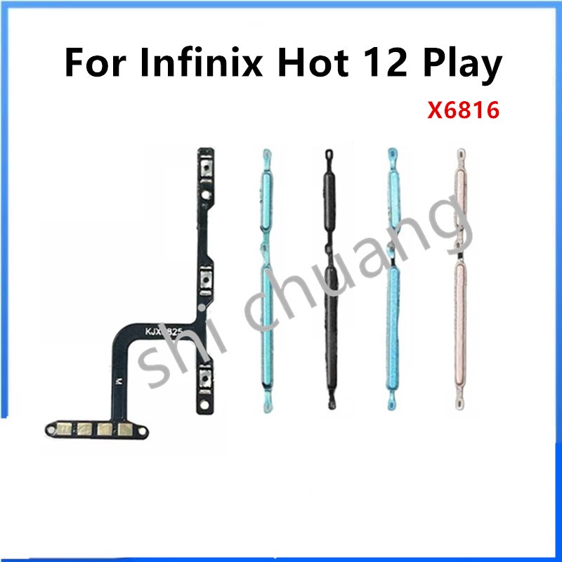 สําหรับ Infinix Hot 12 Play NFC / 12play X6816 X6816C X6816D ปริมาณด้านข้างปุ่ม Flex Cable Keys ปุ่ม