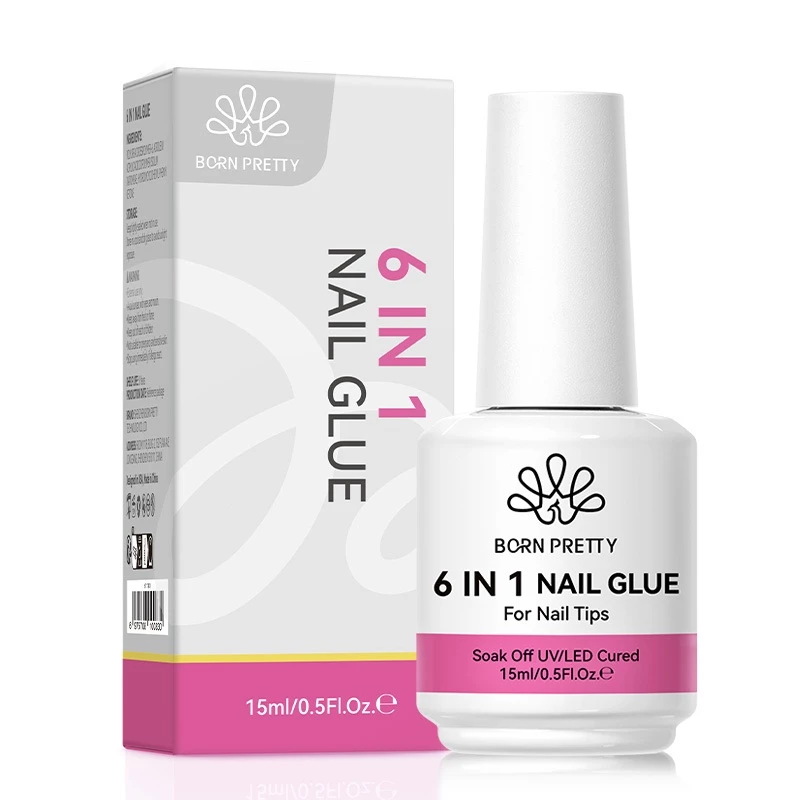 BORN PRETTY 6 in 1 Nail Glue Gel Soft Tips Glue Base Rhinestone Gel Polish Nail Strengthener thumbnail 3