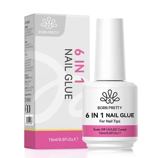 BORN PRETTY 6 in 1 Nail Glue Gel Soft Tips Glue Base Rhinestone Gel Polish Nail Strengthener