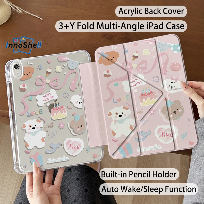 InnoShell เคสป้องกัน iPad พับได้ Y ขอบแม่เหล็ก สำหรับ Pro11 2018-24 Mini6/7 Air7 Air6 Air5 Air4 เคส ipad gen10 Gen11 Gen9/8/7 10.2