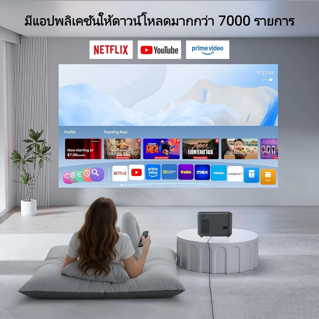 โปรเจ็กเตอร์ระดับไฮเอนด์ พร้อมปุ่มสัมผัส ระบบ Android 13.0 ความละเอียดสูง 4K 1080P โปรเจ็กเตอร์ WiFi ระบบโฟกัสอัตโนมัติ และรองรับการสะท้อนหน้าจอสมาร์ทโฟน thumbnail 3