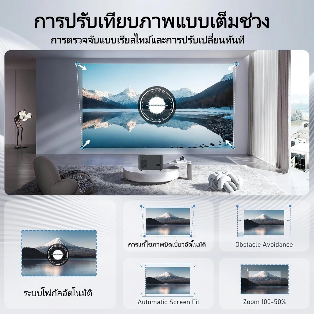 โปรเจ็กเตอร์ระดับไฮเอนด์ พร้อมปุ่มสัมผัส ระบบ Android 13.0 ความละเอียดสูง 4K 1080P โปรเจ็กเตอร์ WiFi ระบบโฟกัสอัตโนมัติ และรองรับการสะท้อนหน้าจอสมาร์ทโฟน thumbnail 5