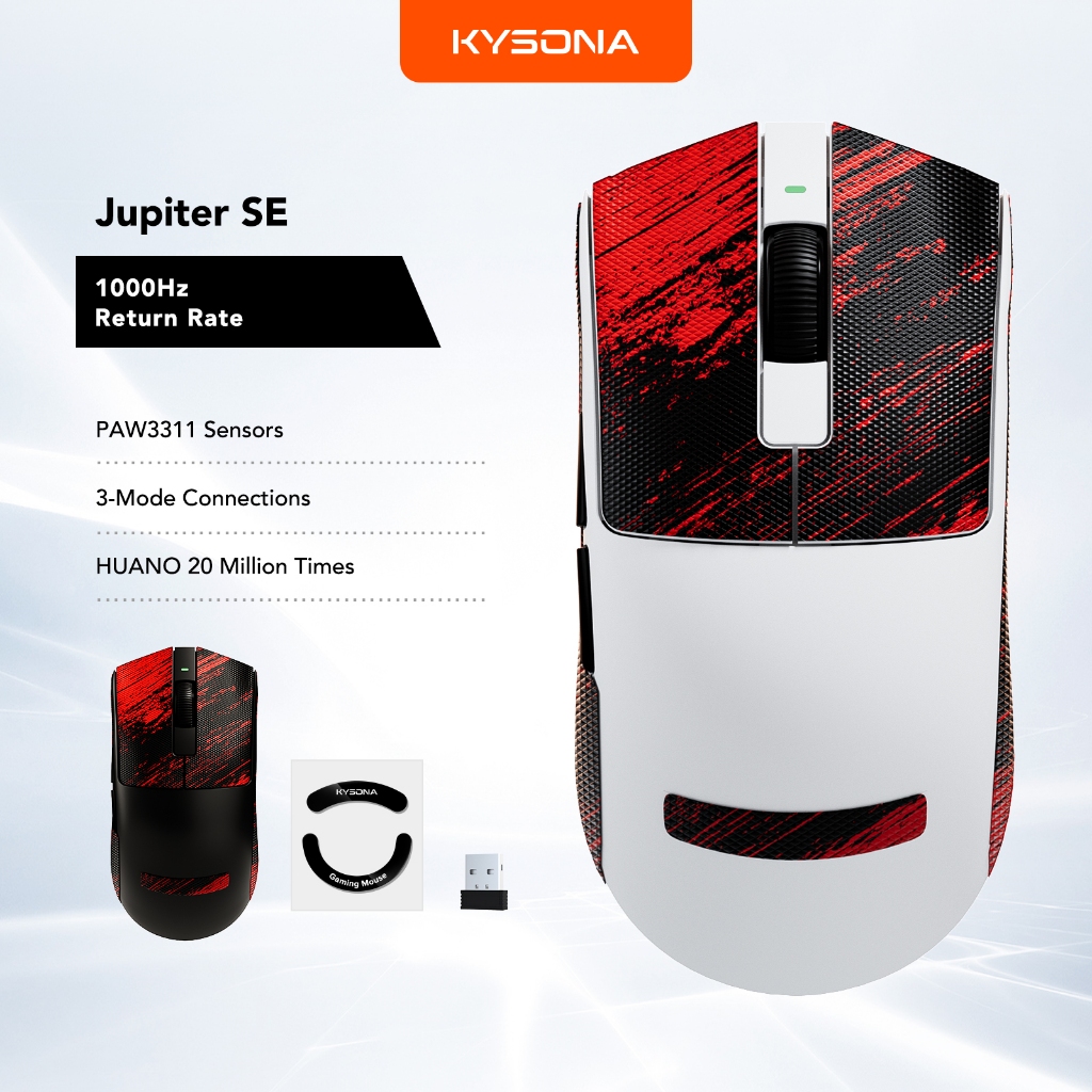 KYSONA Jupiter SE 46g น้ําหนักเบาเป็นพิเศษ PAW3311 เมาส์สําหรับเล่นเกมไร้สาย 1000Hz Polleling Rate ส
