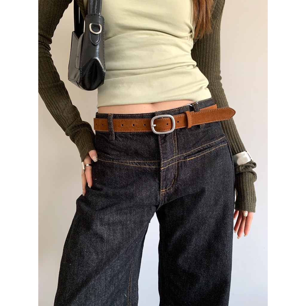 Retro Faux Suede Belt Suede Texture Belt Matching Casual Pants