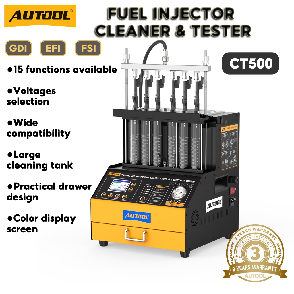 AUTOOL CT500 เครื่องมือหัวฉีดน้ํามันเชื้อเพลิง GDI EFI FEI & เครื่องทดสอบ หัวฉีดน้ํามันเชื้อเพลิง 6 กระบอก สําหรับรถยนต์ & รถจักรยานยนต์