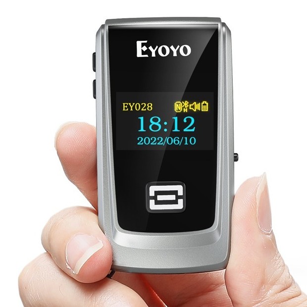 Eyoyo 1D 2D Barcode Scanner พร้อมจอแสดงผล LCD, Mini Portable Wireless Scanner ผ่านบลูทูธ QR Code Sca