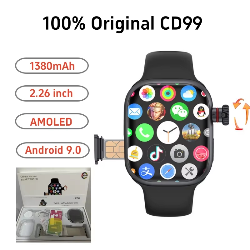 CD99 AMOLED สมาร์ทนาฬิกาผู้ชายผู้หญิง 5G/4G ซิมการ์ด Wifi Cellular GPS Smartwatch Series10 หมุนกล้อง