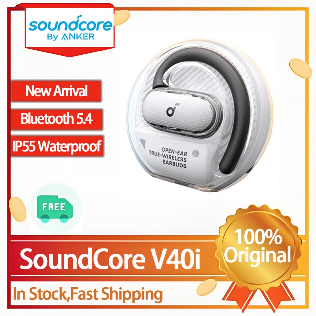 Soundcore V40i หูฟังไร้สายบลูทูธสําหรับการโทรลดเสียงรบกวนกันน้ําเปิดหูฟังกีฬา