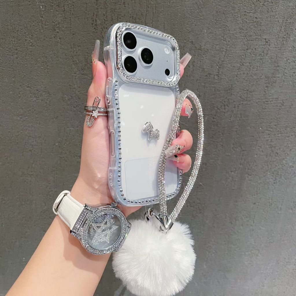 ม้าเพชรแวววาวที่สวยงามพร้อมเคสโทรศัพท์หางปุยสําหรับ Iphone 17 16 16promax 15 13PROMAX 14 14 Pro 14 PRO max เคสโทรศัพท์แบบนุ่ม