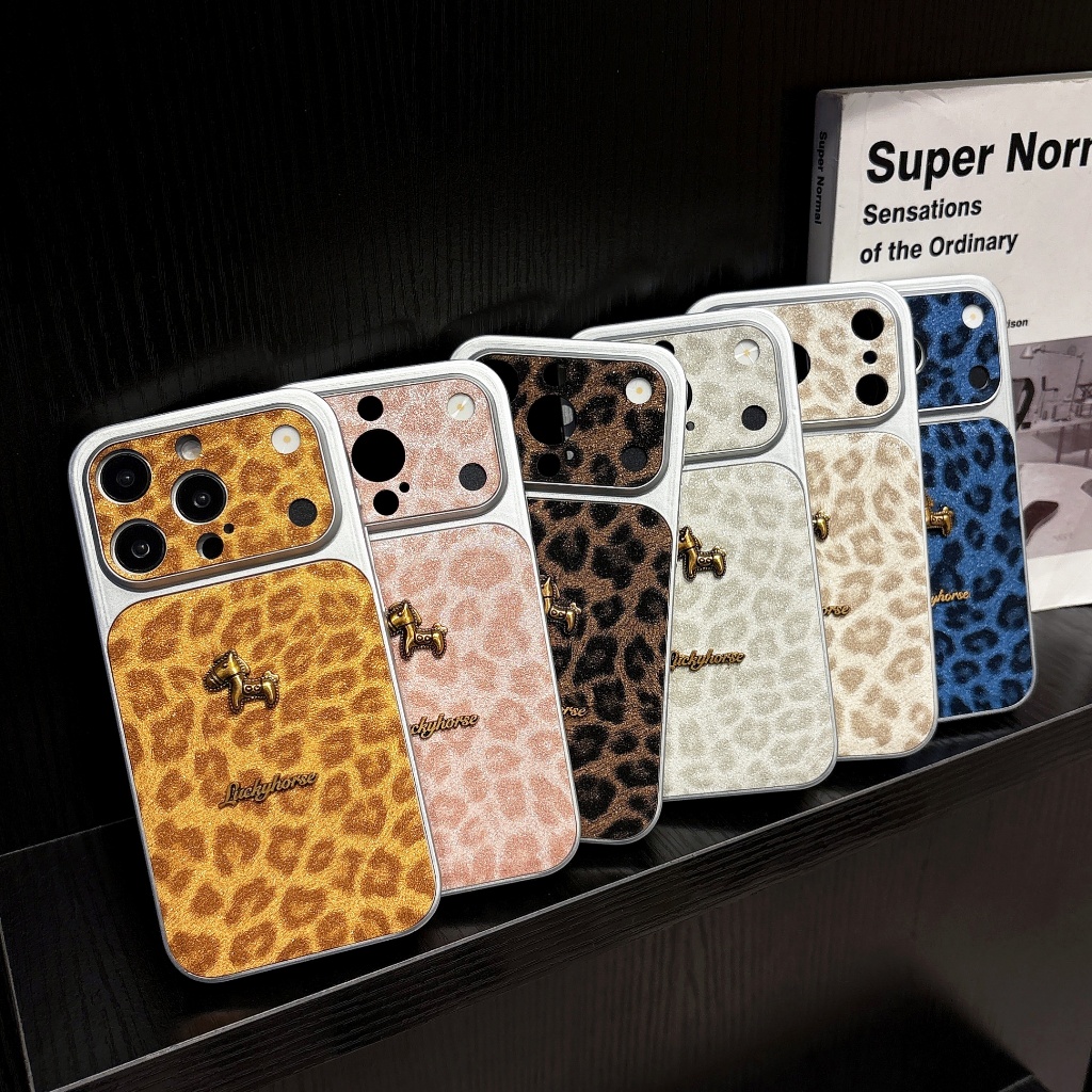ประกายสีชมพูลายเสือดาว 3D Pony สําหรับ iPhone 17/16/15/14/13/12/11 Promax เคสโทรศัพท์พรีเมี่ยม, ส่วนบุคคลและสร้างสรรค์ Anti Drop เคสป้องกัน