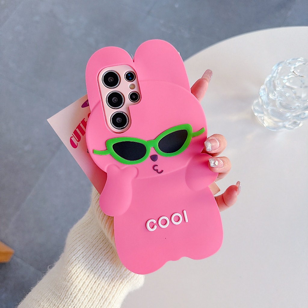 การ์ตูนน่ารัก 3D กระต่ายสุดเท่ห์ เคส Samsung Galaxy S26 Ultra S26 Plus S26 S25 FE S25 Ultra S25 Plus