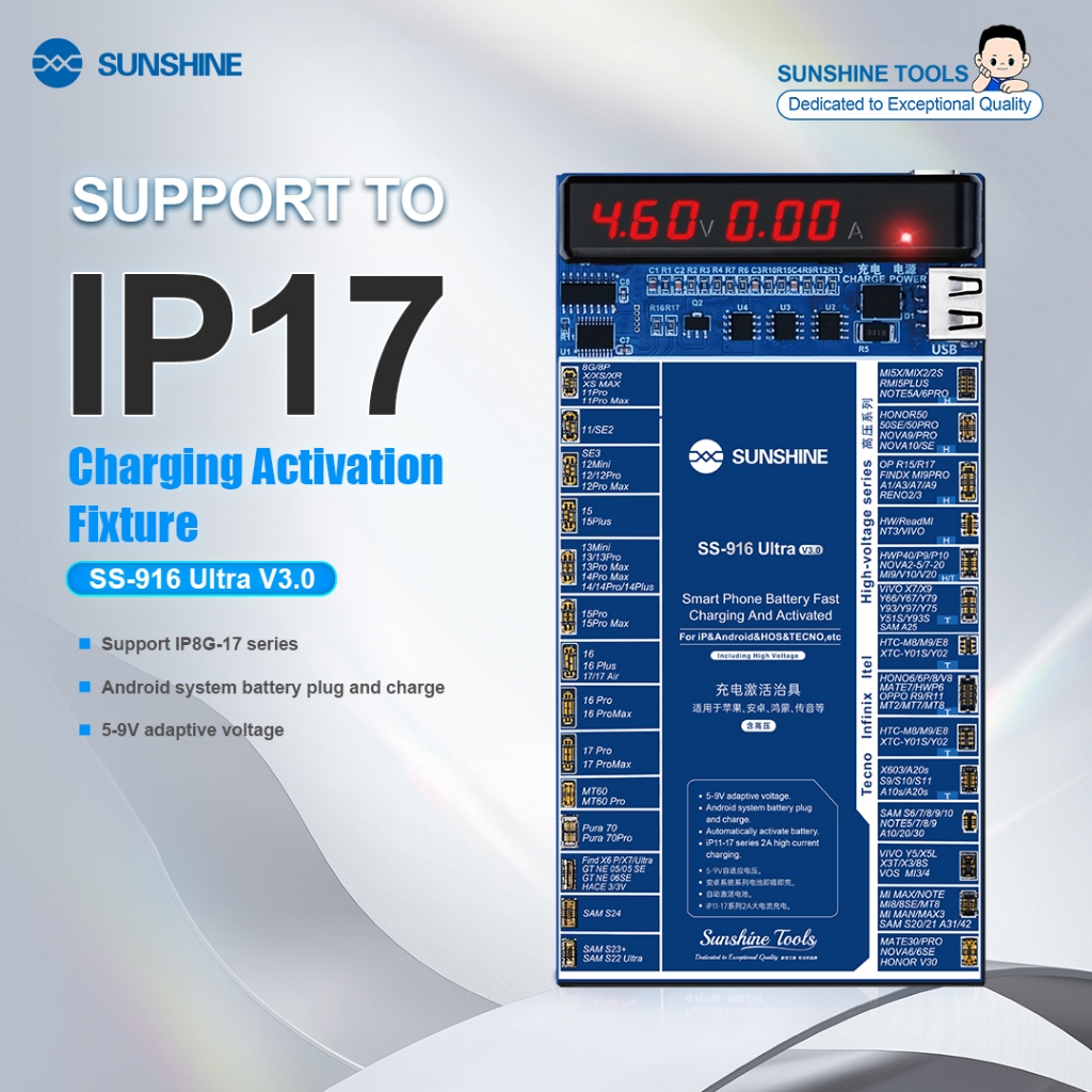 SUNSHINE SS-916 Ultra V3.0 โทรศัพท์สมาร์ทแบตเตอรี่ Fast Charging Activation Board สําหรับ iP8G-17 Hu