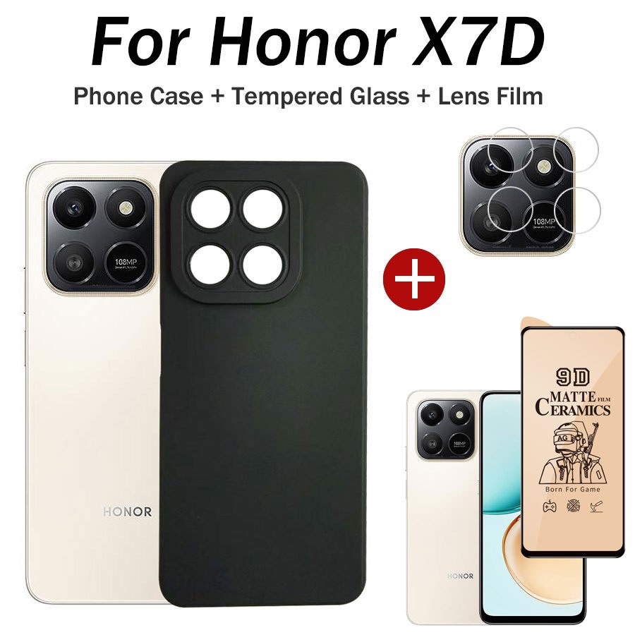 3in1 สําหรับ Honor X7D เคสโทรศัพท์กันกระแทกสําหรับ Honor X6C X8C X7C X6B โทรศัพท์ + เซรามิคป้องกันฟิ