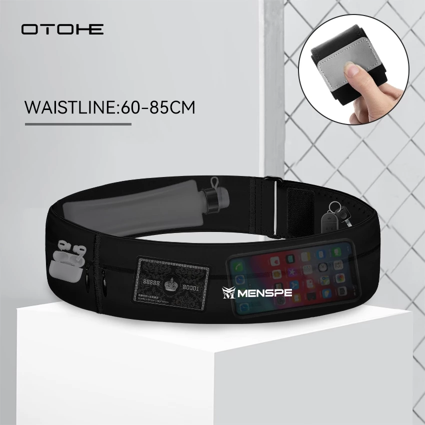 OTOHE วิ่งกลางแจ้งอเนกประสงค์รอบบางเฉียบที่มองไม่เห็นพอดีกันน้ํากีฬาเอวแพ็คเข็มขัดวิ่งจ๊อกกิ้ง Fanny Pack