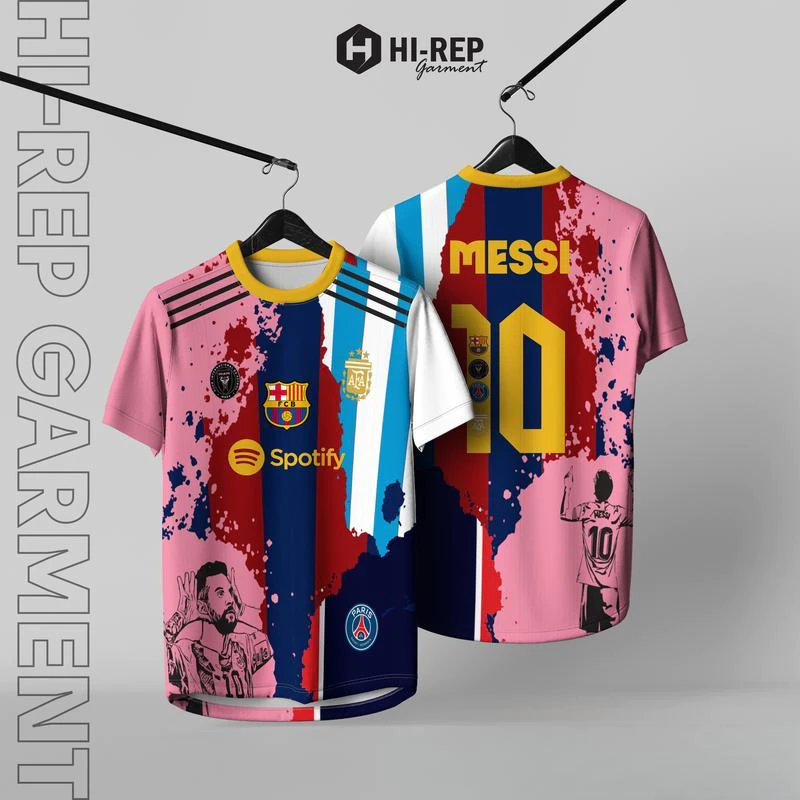 เสื้อฝึกซ้อม Messi No.10 แขนสั้นแห้งเร็วสำหรับฟุตบอล