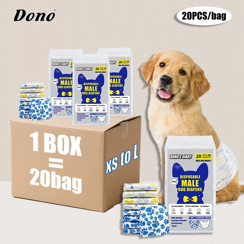 [โปรโมชั่น] 📦 ผ้าอ้อมสุนัขชายขายส่ง 20 ชิ้น/ถุงและ 20 ถุง/กล่อง โอบิ ผ้าอ้อมสัตว์เลี้ยง （400 แผ่น/กล่อง）สุนัขเพศผู้ โอบิ