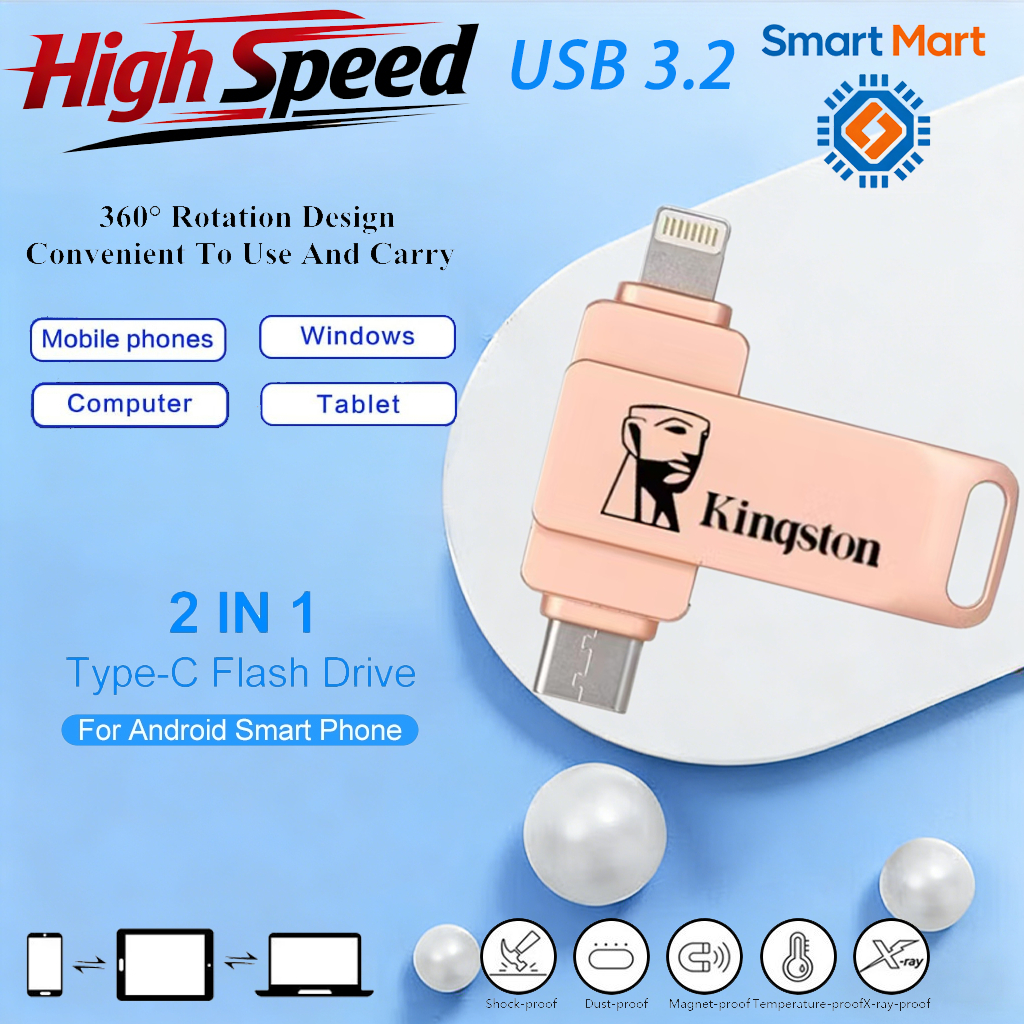 Kingston U Disk Type-C Interface Adapter แฟลชไดรฟ์ Mini Dual Hard Disk OTG USB เข้ากันได้กับ iP/ho/n