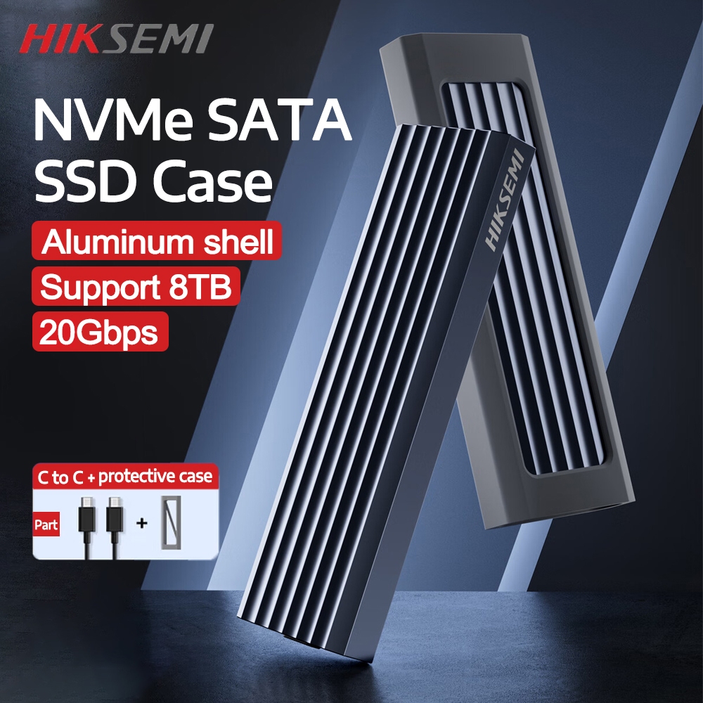 HIKSEMI M.2 SSD Enclosure NVMe SATA SSD กรณี 20Gbps USB3.2 Gen2 Type-c SSD อะแดปเตอร์ 8TB ความจุอลูม