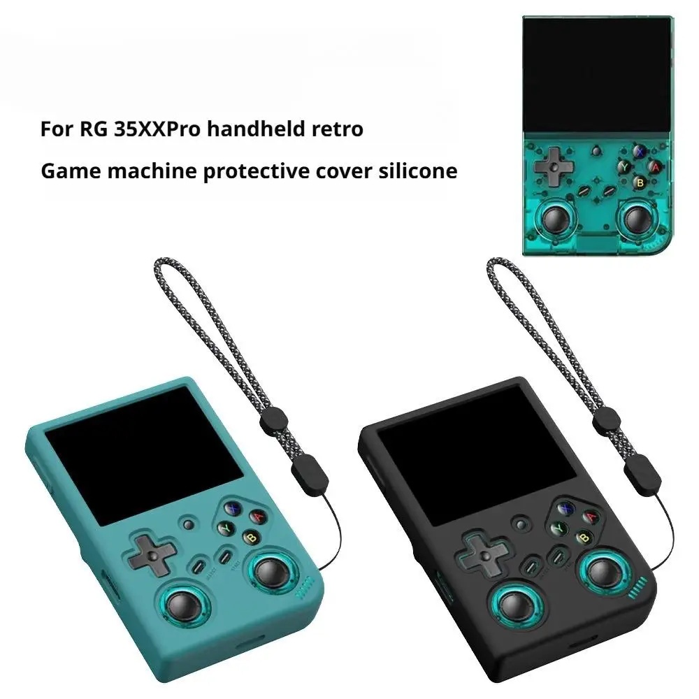 เคสซิลิโคนสําหรับ ANBERNIC RG35XX Pro พร้อมสายรัดข้อมือ Full Fit กันกระแทก Anti-Scratch Non-Slip ป้อ