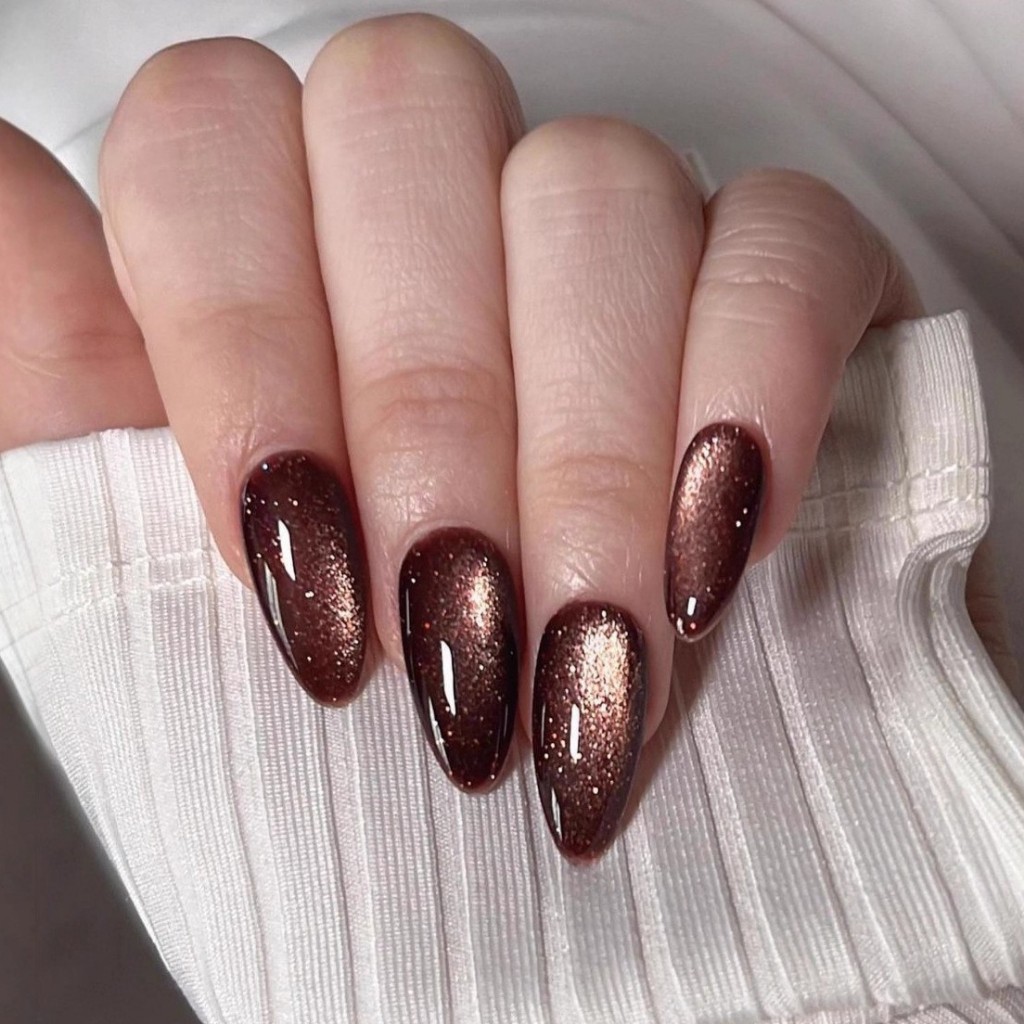 เล็บปลอม 30 ชิ้น, เล็บที่สวมใส่ได้แคทอาย, ทําเล็บมือรูปอัลมอนด์แหลมยาวฝรั่งเศส 3 มิติ, ถอดออกได้, ความรู้สึกระดับไฮเอน