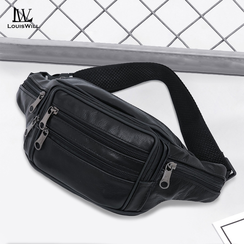 LouisWill แฟชั่นเอวกระเป๋า ไม่จํากัดเพศ กระเป๋าคาดหน้าอกกันน้ํา ปู่ กระเป๋ากีฬากลางแจ้งกระเป๋าโทรศัพท์ความจุขนาด