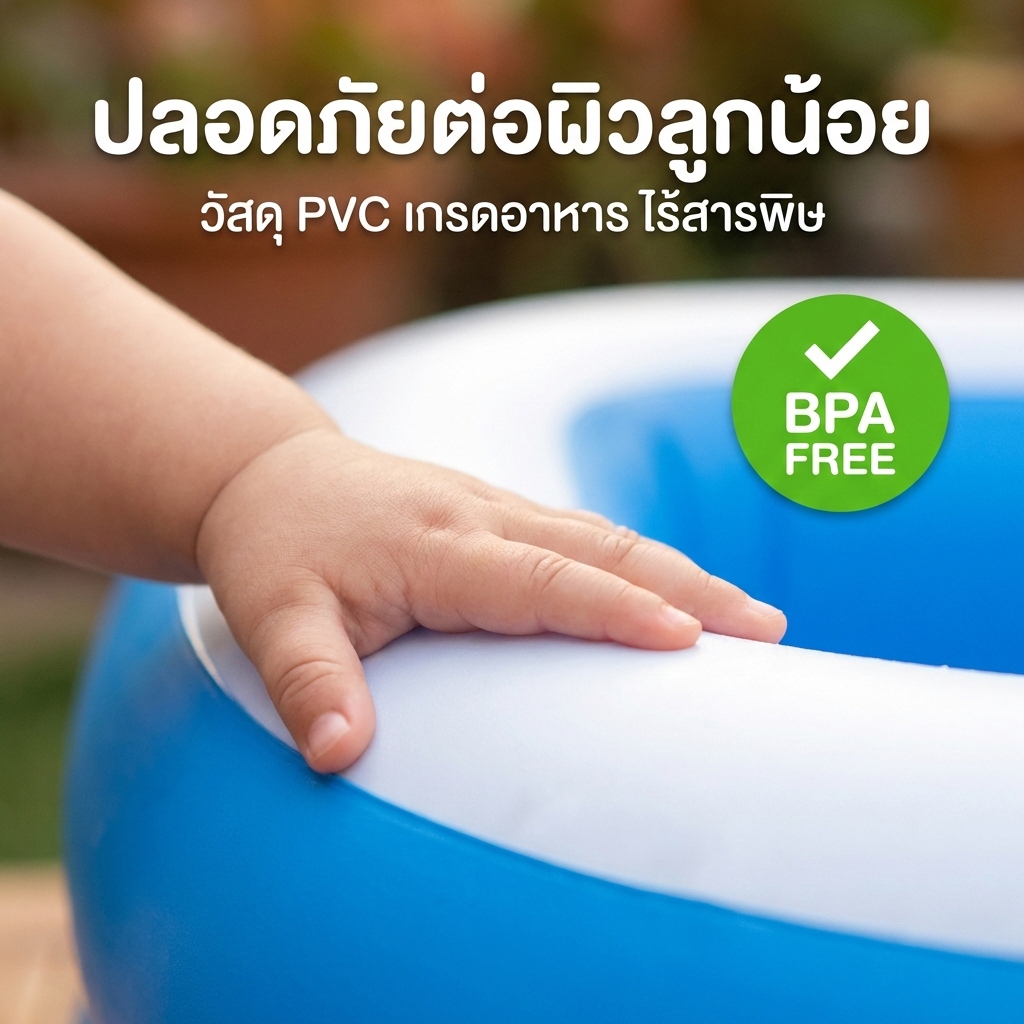 Beige สระน้ำเป่าลม สระน้ำ PVC 3 ชั้น สระว่ายน้ำเด็ก 3m ยาวพิเศษ เล่นได้ทั้งครอบครัว Swimming Pool - รูปที่ 3