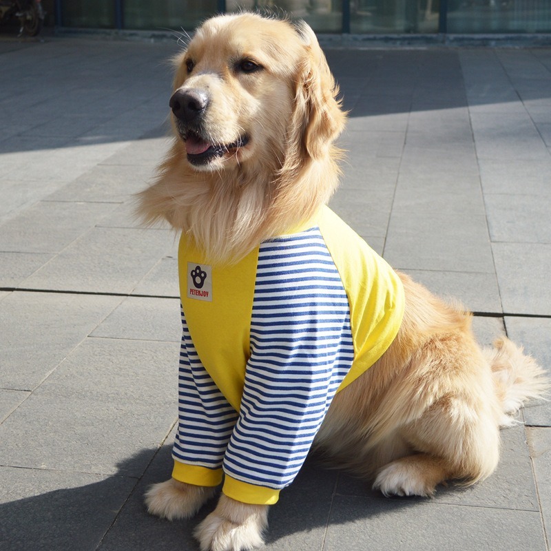 เสื้อหมาระบายอากาศดี ป้องกันข้อศอก ลายทาง 2 ขา แขนยาว สำหรับ Golden Retriever Labrador Border Collie Shiba Inu สุนัขพันธุ์กลางถึงใหญ่ ใส่ได้ทุกฤดู ผ้าโพลีเอสเตอร์