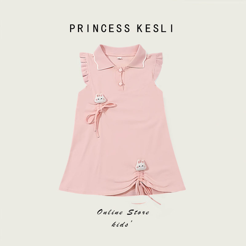 Princess Kesli ชุดเดรสเด็กผู้หญิง แขนกุด การ์ตูนดู แฟชั่นฤดูร้อน  ชุดกระโปรงเด็กผู้หญิง 2-12 ปี ราคาถูก Shopee Lazada