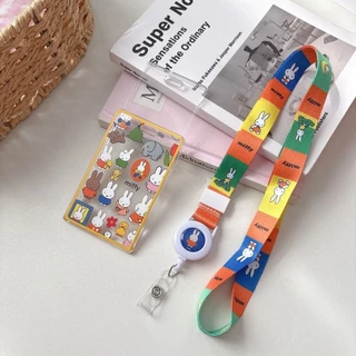 พร้อมสต็อก มิฟฟี่ หดเชือกเส้นเล็กผู้ถือใส มิฟฟี่ กระต่ายบัตรง่ายผู้ถือบัตรอะคริลิป้องกันการสูญหายป้องกันกรณีกระเป๋าเสน่ห์บัตรควบคุมรถบัส นาย