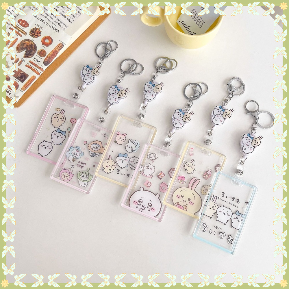 พร้อมสต็อก ชิกาวะ ผู้ถือบัตรแบบยืดหดได้โปร่งใส ‌อะคริลิค Gii Kawa EasyCard Card Holder Easy-Pull Buckle Anti-Lost เคสป้องกันกระเป๋า Charm การ์ดควบคุมการเข้าถึงรถบัส MRT ผู้ถือบัตร ABS ID Holder