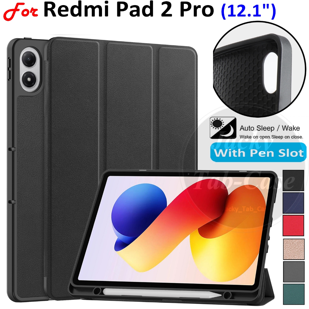 เฉพาะสําหรับ Redmi Pad 2 Pro (12.1") 5G | Wi-Fi 2025 เคสหนัง TPU แบบนุ่ม Flip Stand Pen Slot Case Co