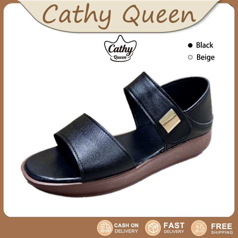 Cathy Queen รองเท้าแตะพื้นหนาสำหรับผู้หญิง กันลื่น พื้นนิ่ม มีสไตล์
