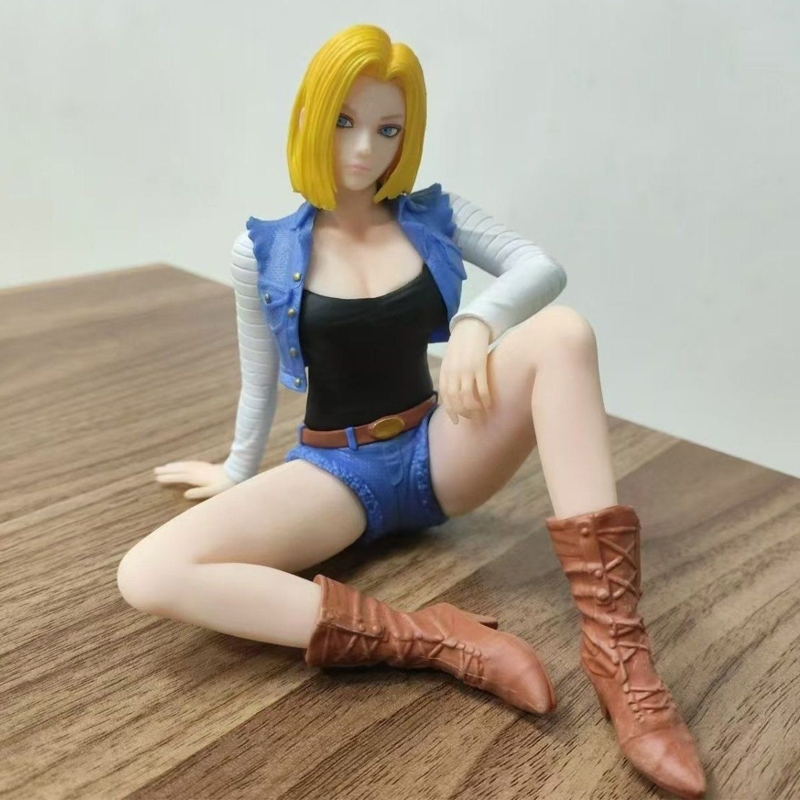 13ซม.Dragon Ball ZอะนิเมะรูปAndroid 18 lazuliตําแหน่งนั่งกางเกงยีนส์GK PVC Action Figuresรุ่นเดสก์ท็อปคอลเลกชันตกแต่งตุ๊กตาของเล่น