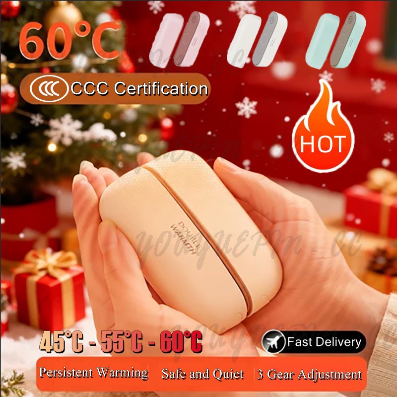 🚚ท้องถิ่น🚚2in1 แม่เหล็กไฟฟ้ามืออุ่น 6000mAh เครื่องทำความร้อนกระเป๋าชาร์จไฟได้ 3 เกียร์ปรับได้ของขวัญฤดูหนาวแบบพกพา Warmth