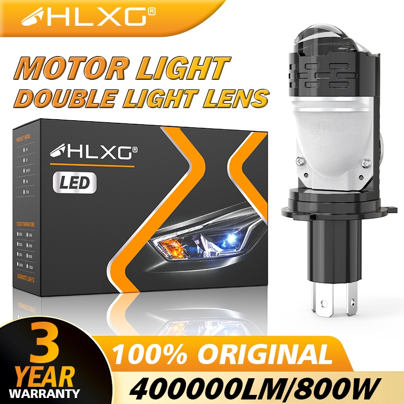 Hlxg เลนส์โปรเจคเตอร์ Led H4 ขนาดเล็ก 2 ชิ้น 400000Lm หลอดไฟหน้า 1:1 Plug Play 9002 HB2 H4 Led เลนส์โปรเจคเตอร์ ไฟตัดหมอก