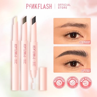 Pinkflash 2-in-1 กันน้ําแกะสลักคิ้วพร้อมแปรงติดทนนาน Brow Tinted Lift Brow จัดแต่งทรงผมสบู่ 3 สี