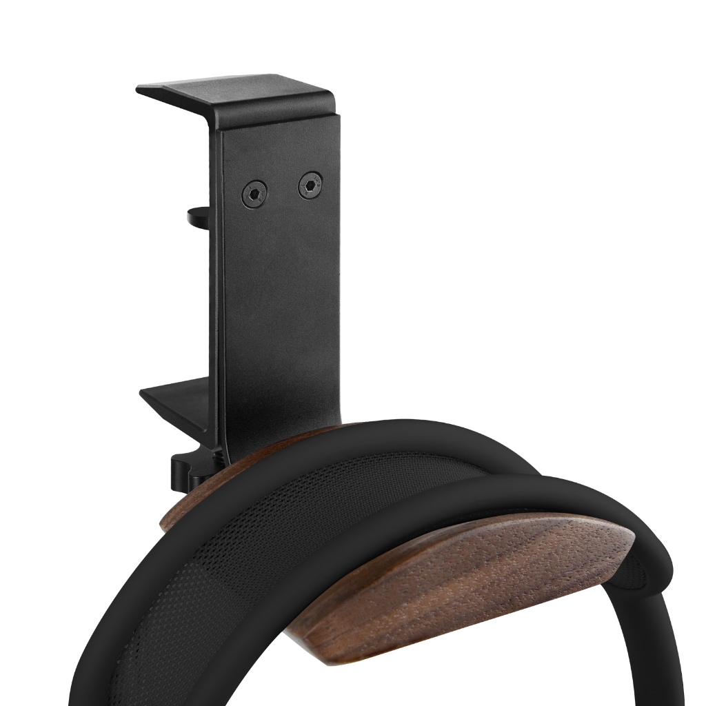 ขาตั้งหูฟังไม้ Geekria เข้ากันได้กับ ArPods Max, Sony WH-1000XM6 ตะขอหูฟัง, ที่แขวนหูฟังพร้อมที่ยึดวอลนัท