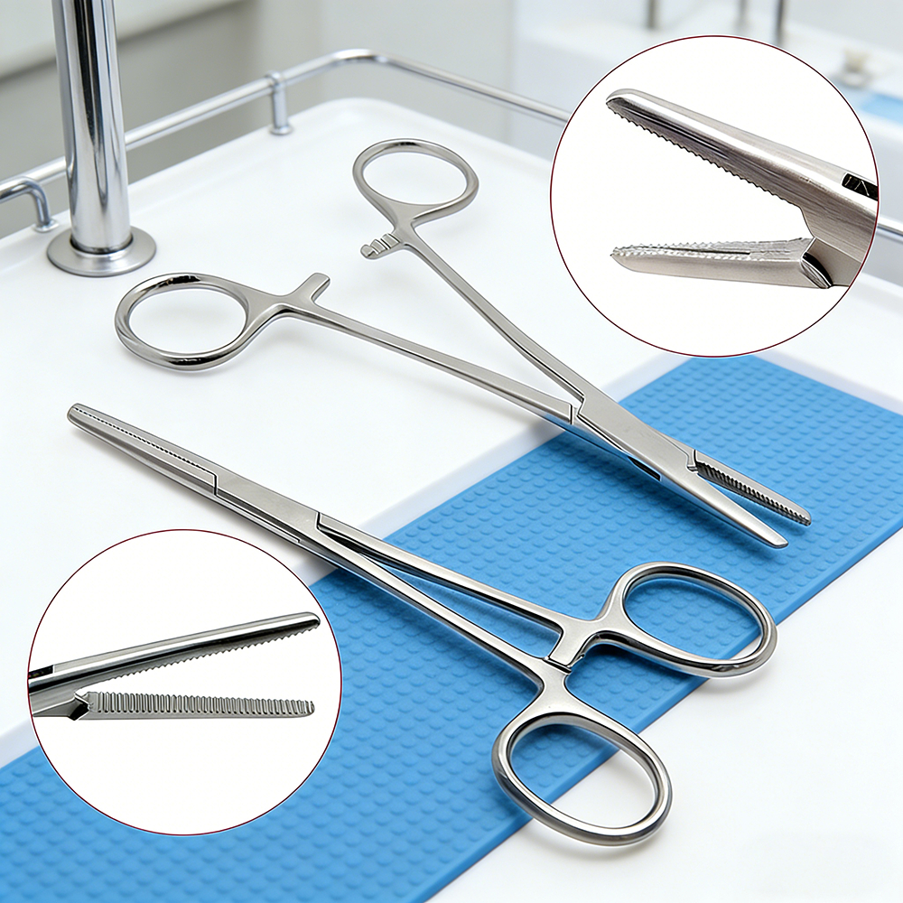 สแตนเลสเข็มผู้ถือ Hemostatic Forceps Fishhook Forceps Arterial ผ่าตัดคลิปผ่าตัด Pean Artery Forceps