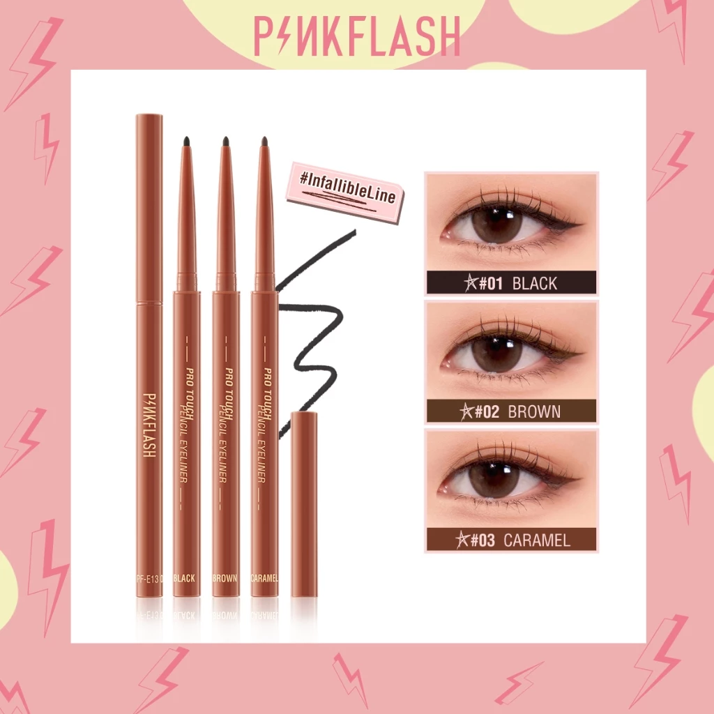 PINKFLASH #Infallibleline Hyperfine อายไลเนอร์เจลแบบเรียบหลายสีกันรอย