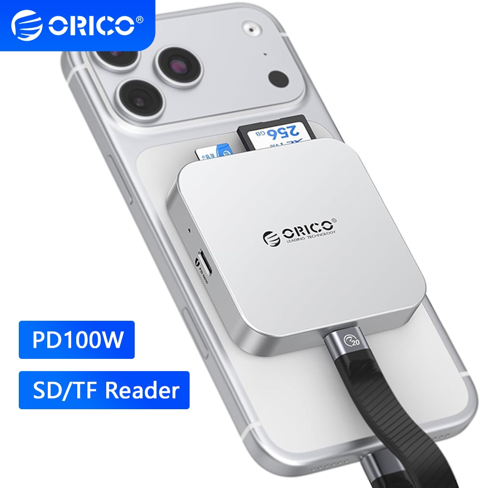 100% Original ORICO Magnetic Micro SD TF Card Reader USB Type C PD 100W Fast Charging Adapter สําหรับโทรศัพท์แล็ปท็อปแท็บเล็ต PC Air5