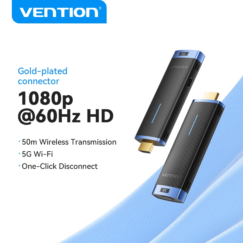 Vention อะแดปเตอร์รับส่งสัญญาณ HDMI ไร้สาย แบบพกพา ปลั๊กแอนด์เพลย์ 40M สําหรับสตรีมมิ่งวิดีโอ แล็ปท็อป พีซี มอนิเตอร์โปรเจคเตอร์