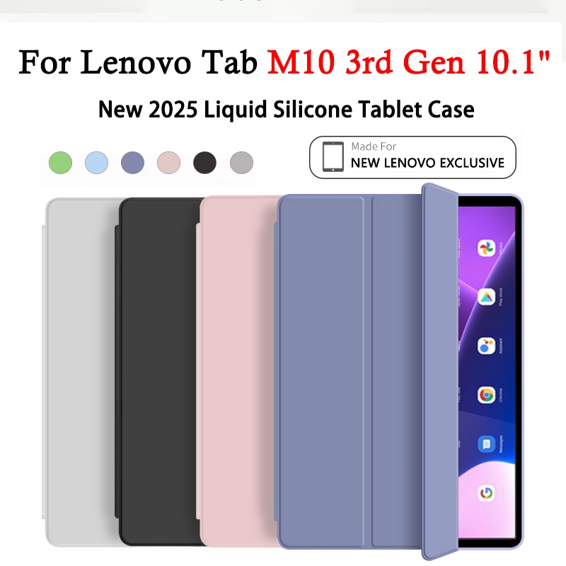 สําหรับLenovo Tab M10 3rd Gen 10.1 "WIFI 2022 TB-328FU TB-328XUคุณภาพสูงซิลิโคนเหลวสามพับกรณีแท็บเล็ตกันกระแทก